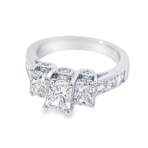 White Gold 3 Stone Engagement Rings